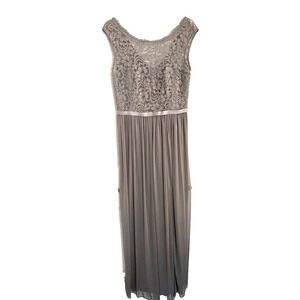 David's Bridal - Lace low back grey Maxi special occasion dress women size 12